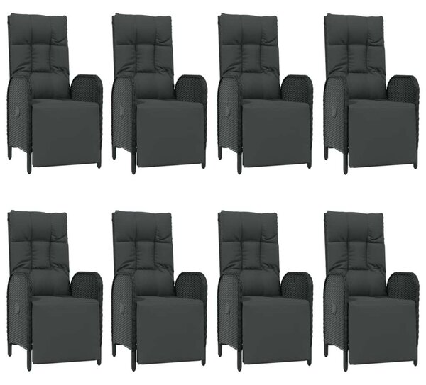 VidaXL 9 részes fekete polyrattan kerti étkezőgarnitúra párnákkal