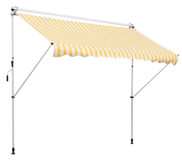 Outsunny előtető, Forgattyú, Támasztó oszlopok, 300x150cm, Fehér / Sárga