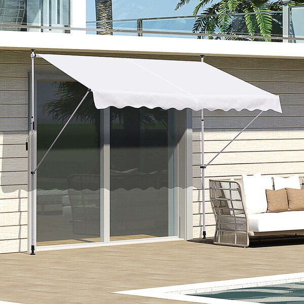 Outsunny napellenző, anti-UV és 90 ° -ban állítható tartóoszlopokkal, fehér 300x150cm