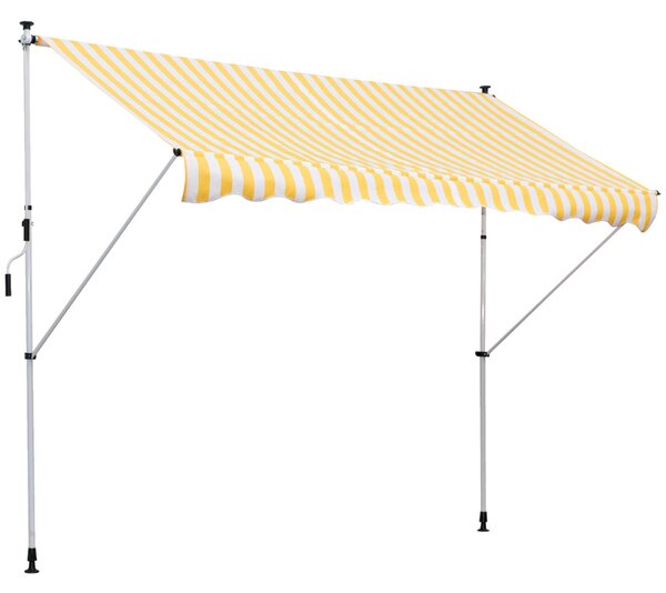 Outsunny előtető, Forgattyú, Támasztó oszlopok, 300x150cm, Fehér / Sárga
