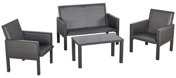 Outsunny 860-166, kerti bútor szett, 4 db, szintetikus rattan, szürke