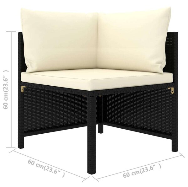 Polyrattan Kerti Bútorszett - 8 részes - Fekete