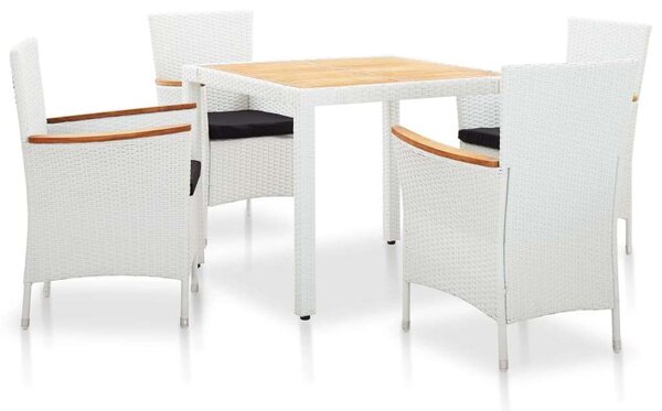 VidaXL Polyrattan Étkezőgarnitúra - Fehér - 5 részes