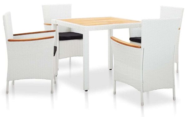 VidaXL Polyrattan Étkezőgarnitúra - Fehér - 5 részes