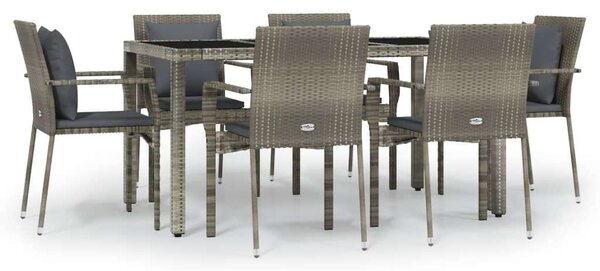 VidaXL Polyrattan Kerti Étkezőgarnitúra - 7 részes - Szürke