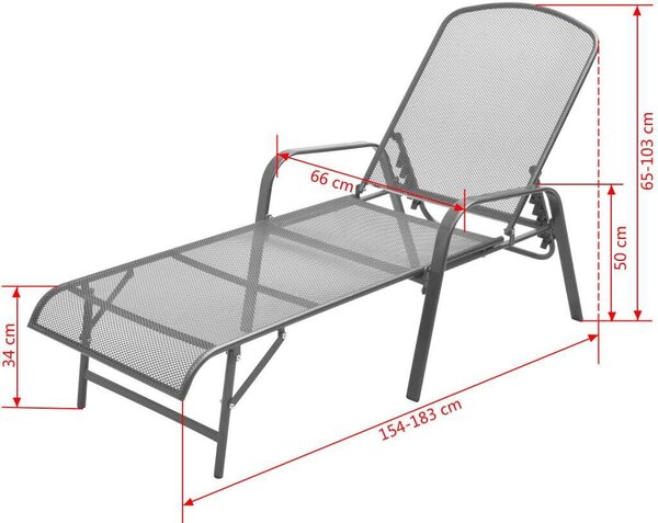 VidaXL Acél Napozóágy - Antracitszürke