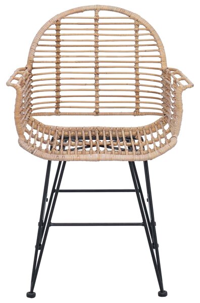 VidaXL Étkezőszék 2 pcs Természetes 57 x 54.5 x 85 cm Rattan és Vas