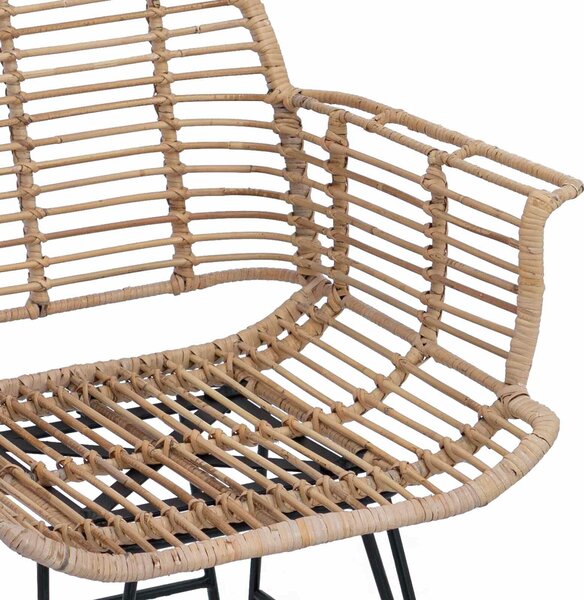 VidaXL Étkezőszék 2 pcs Természetes 57 x 54.5 x 85 cm Rattan és Vas