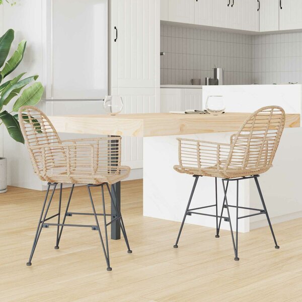 VidaXL Étkezőszék 2 pcs Természetes 57 x 54.5 x 85 cm Rattan és Vas