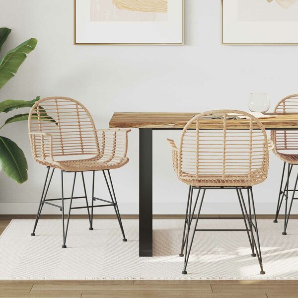 VidaXL Étkezőszék 2 pcs Természetes 57 x 54.5 x 85 cm Rattan és Vas