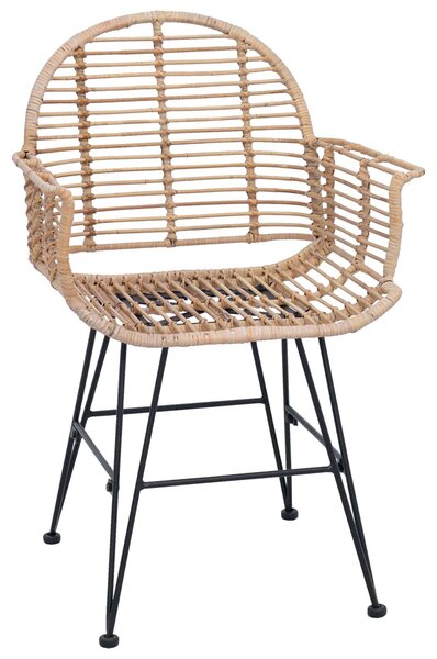 VidaXL Étkezőszék 2 pcs Természetes 57 x 54.5 x 85 cm Rattan és Vas