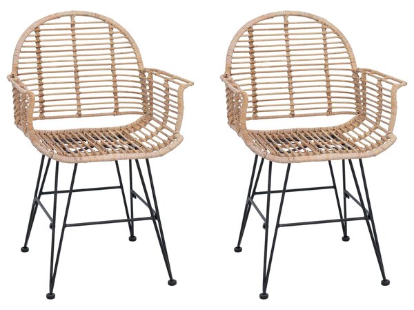 VidaXL Étkezőszék 2 pcs Természetes 57 x 54.5 x 85 cm Rattan és Vas
