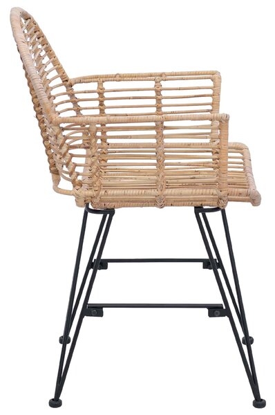 VidaXL Étkezőszék 2 pcs Természetes 57 x 54.5 x 85 cm Rattan és Vas