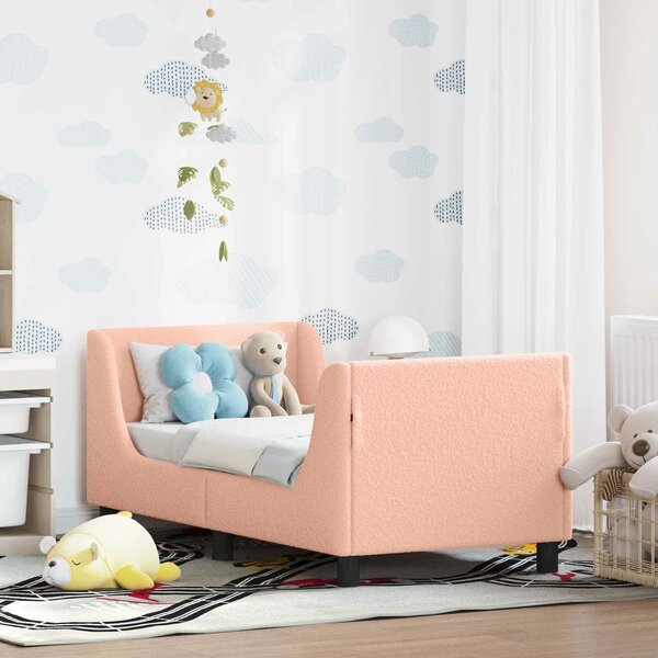 VidaXL Gyerekágy keret fejtámlával Rózsaszín 70 x 140 cm Juh Gyapjú