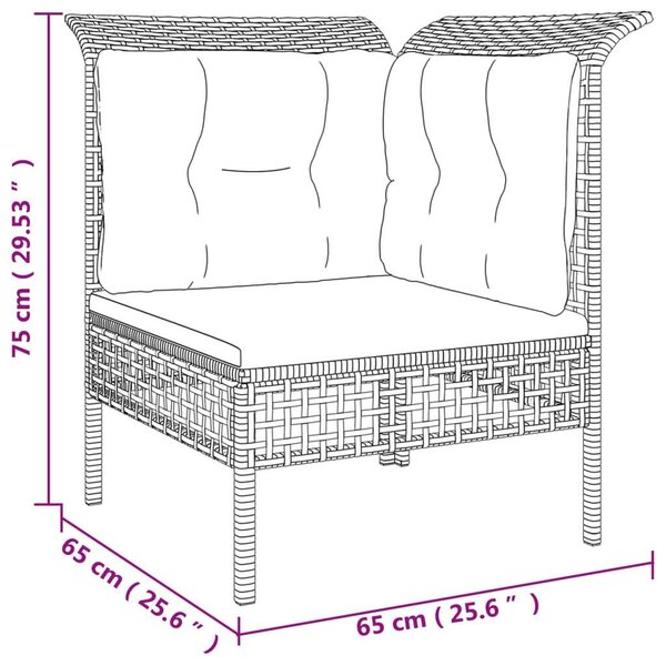 VidaXL 6 részes szürke polyrattan kerti ülőgarnitúra párnákkal
