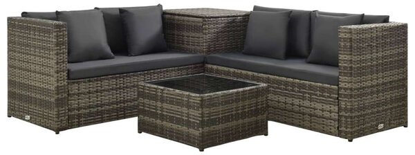 Polyrattan Kerti Bútorszett - 4 részes - Szürke