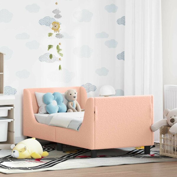 VidaXL Gyerekágy keret fejtámlával Rózsaszín 70 x 140 cm Juh Gyapjú