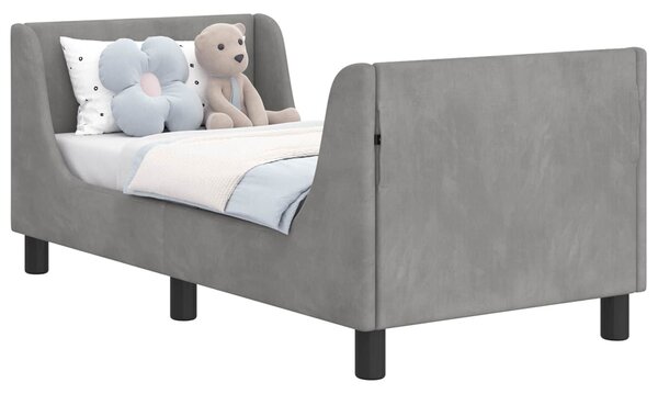 VidaXL Gyerekágy keret fejtámlával Világosszürke 70 x 140 cm Bársony
