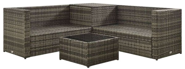 Polyrattan Kerti Bútorszett - 4 részes - Szürke