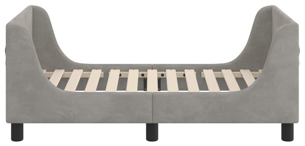 VidaXL Gyerekágy keret fejtámlával Világosszürke 70 x 140 cm Bársony