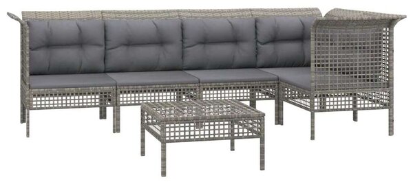 VidaXL 6 részes szürke polyrattan kerti ülőgarnitúra párnákkal