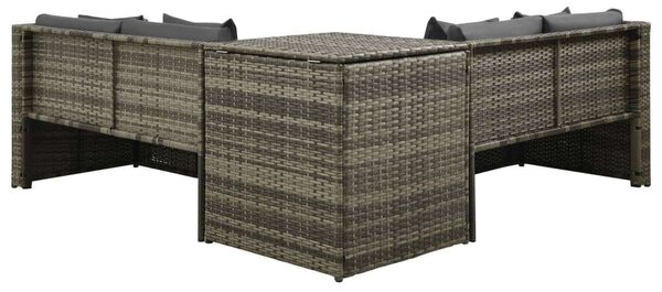 Polyrattan Kerti Bútorszett - 4 részes - Szürke