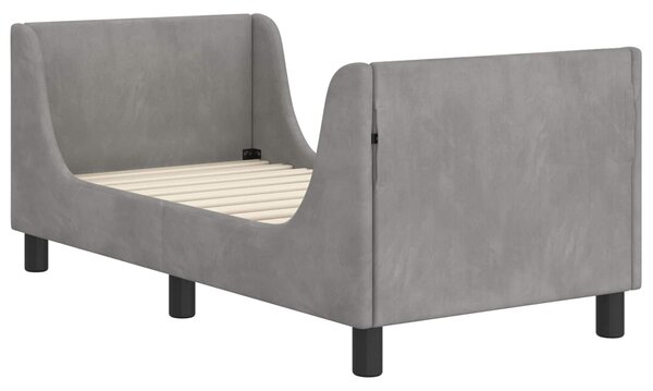 VidaXL Gyerekágy keret fejtámlával Világosszürke 70 x 140 cm Bársony