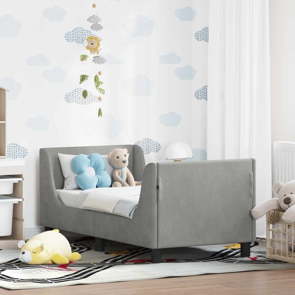 VidaXL Gyerekágy keret fejtámlával Világosszürke 70 x 140 cm Bársony