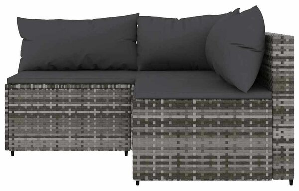 VidaXL Polyrattan Kerti Ülőgarnitúra - 3 részes - Szürke