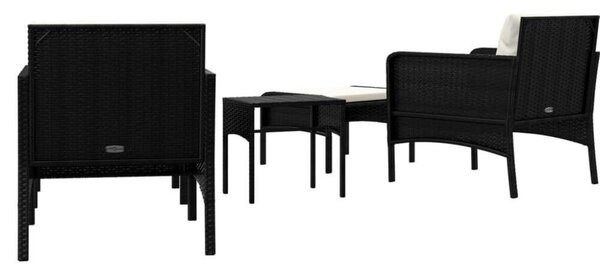 Polyrattan Kerti Ülőgarnitúra - 5 részes - Fekete