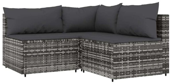VidaXL Polyrattan Kerti Ülőgarnitúra - 3 részes - Szürke