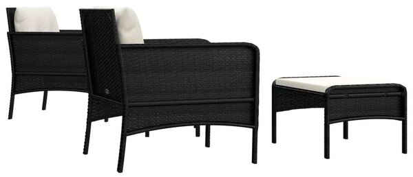 Polyrattan Kerti Ülőgarnitúra - 5 részes - Fekete