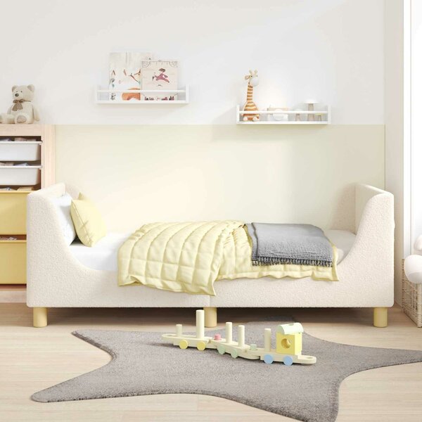 VidaXL Gyerekágy kerettel fejtámlával Krém 80 x 160 cm Juh Gyapjú