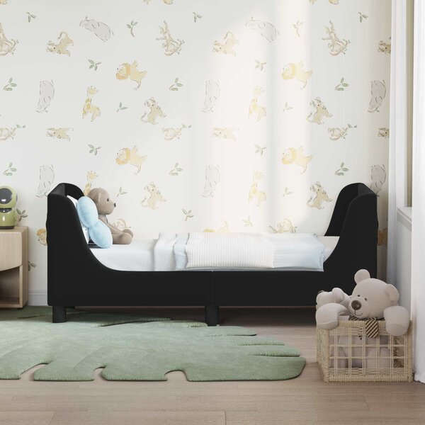 VidaXL Gyerekágy keret fejtámlával Fekete 70 x 140 cm Bársony