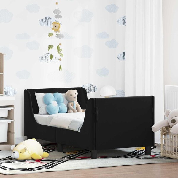 VidaXL Gyerekágy keret fejtámlával Fekete 70 x 140 cm Bársony