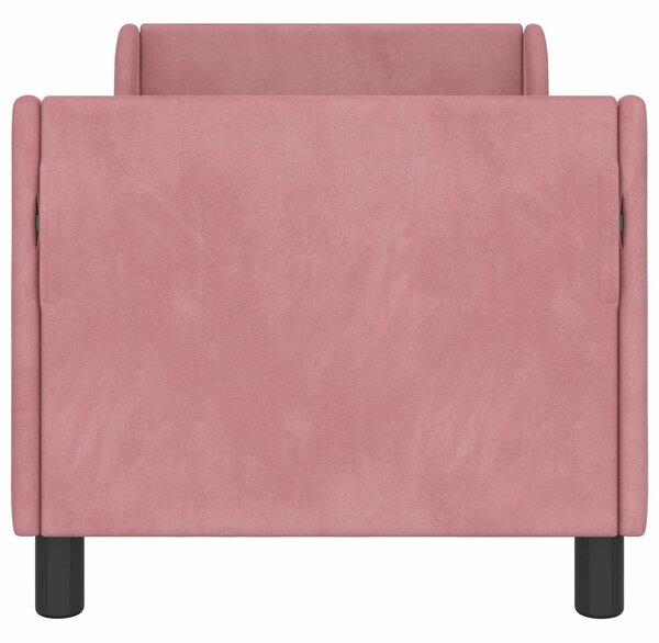 VidaXL Gyerekágy keret fejtámlával Rózsaszín 70 x 140 cm Bársony