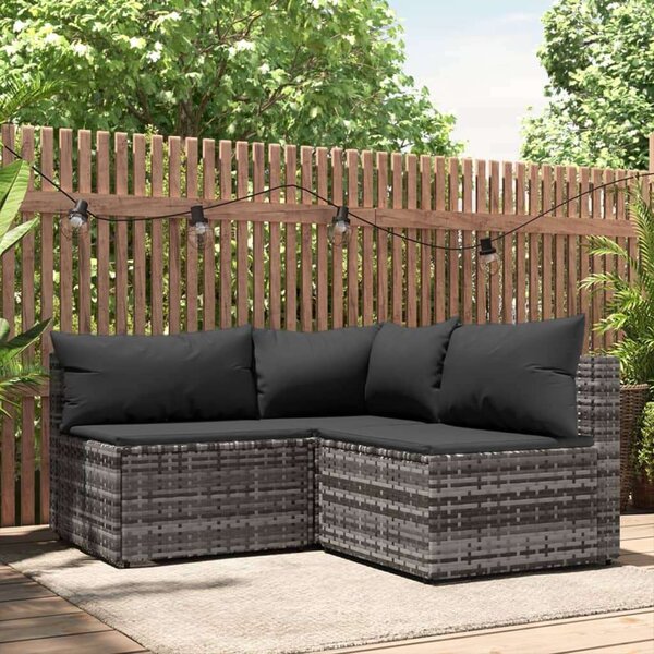 VidaXL Polyrattan Kerti Ülőgarnitúra - 3 részes - Szürke