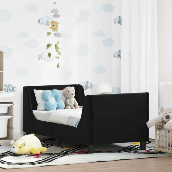 VidaXL Gyerekágy keret fejtámlával Fekete 70 x 140 cm Bársony
