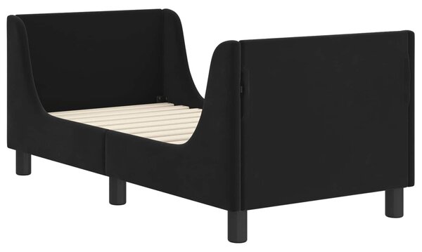 VidaXL Gyerekágy keret fejtámlával Fekete 70 x 140 cm Bársony