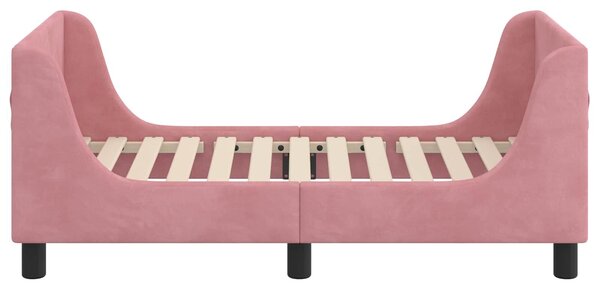 VidaXL Gyerekágy keret fejtámlával Rózsaszín 70 x 140 cm Bársony