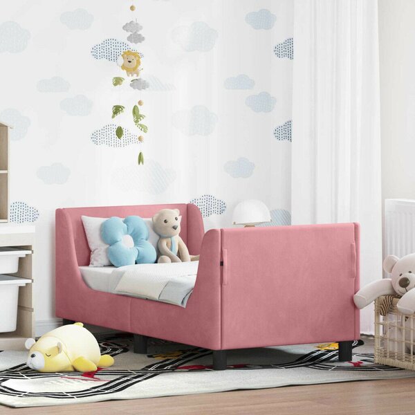 VidaXL Gyerekágy keret fejtámlával Rózsaszín 70 x 140 cm Bársony
