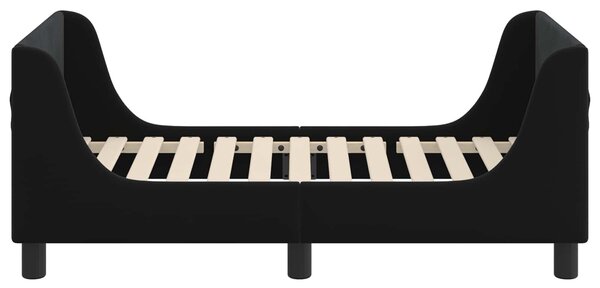 VidaXL Gyerekágy keret fejtámlával Fekete 70 x 140 cm Bársony