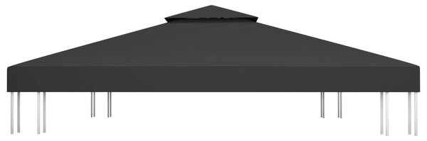 Fekete kétszintes pavilon-tetőponyva 310 g/m² 4 x 3 m