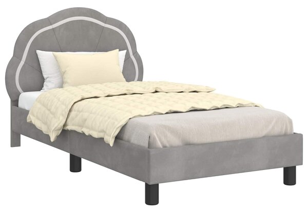 VidaXL Gyerekágy kerettel Világosszürke 80 x 160 cm Bársony