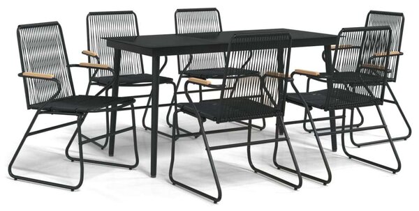 7 részes fekete pvc rattan kerti étkezőgarnitúra