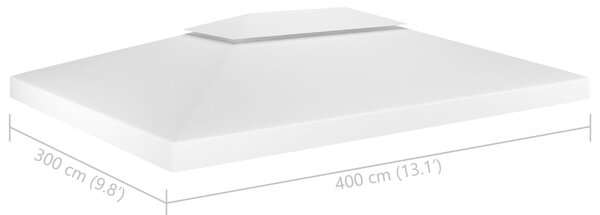 Fehér kétszintes pavilon-tetőponyva 310 g/m² 4 x 3 m