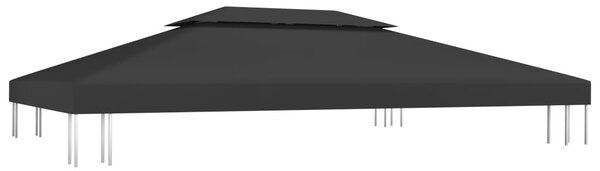 Fekete kétszintes pavilon-tetőponyva 310 g/m² 4 x 3 m