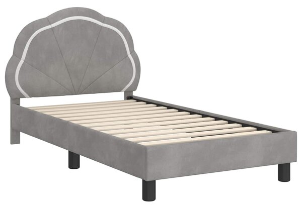 VidaXL Gyerekágy kerettel Világosszürke 80 x 160 cm Bársony