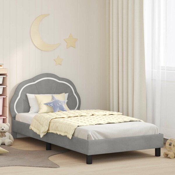 VidaXL Gyerekágy kerettel Világosszürke 80 x 200 cm Bársony