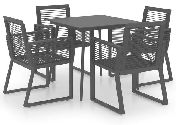 Rattan Kültéri Étkezőgarnitúra - 5 részes - Fekete